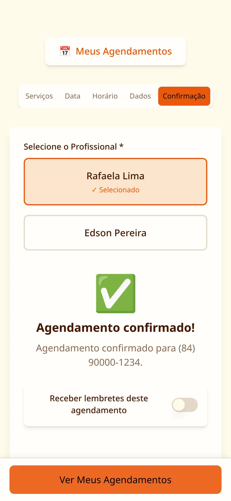 Agendamento confirmado
