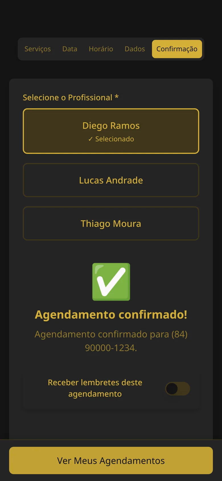 Agendamento confirmado