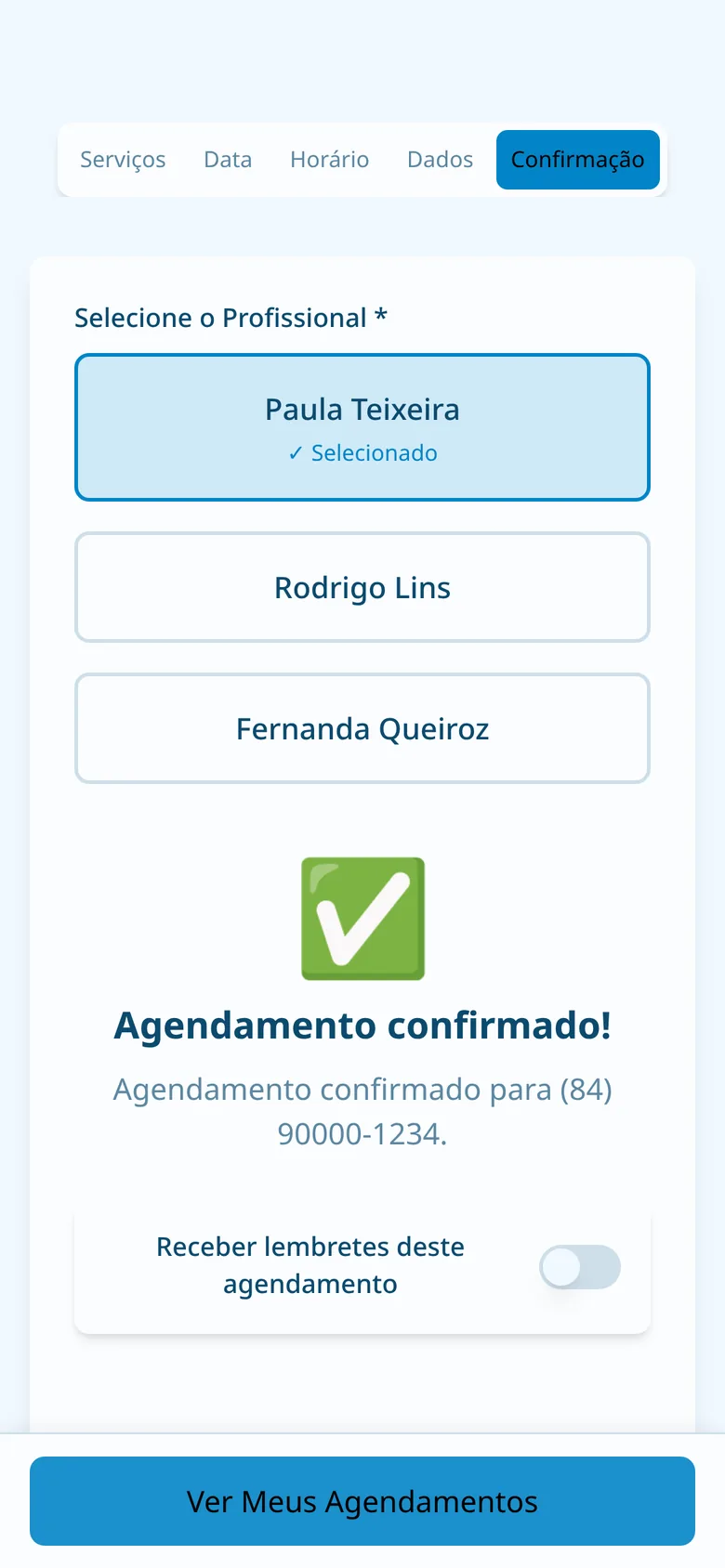 Agendamento confirmado