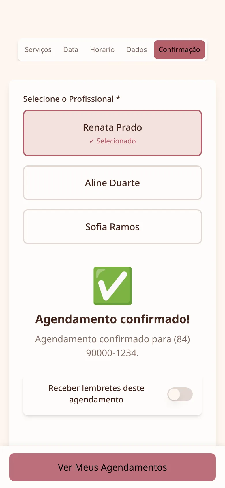 Agendamento confirmado