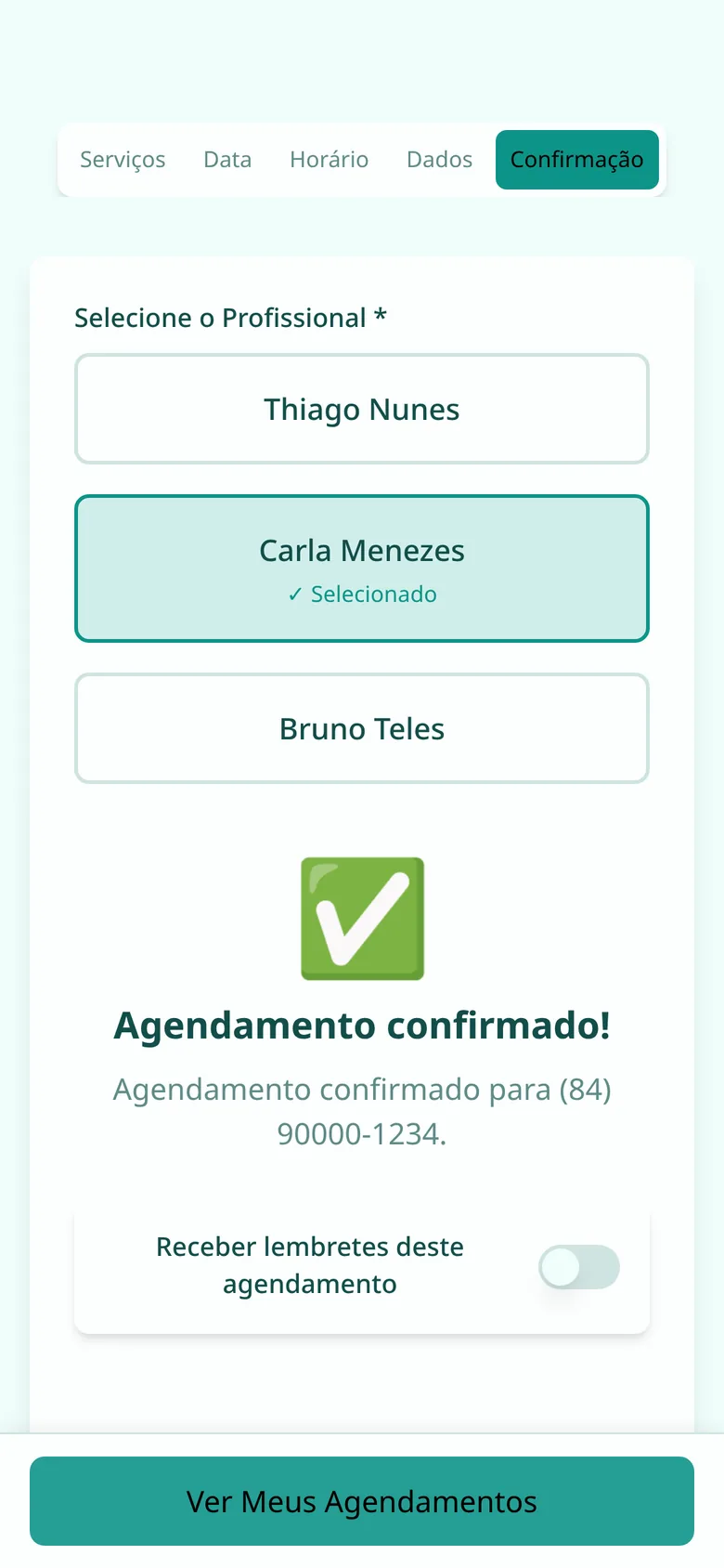 Agendamento confirmado