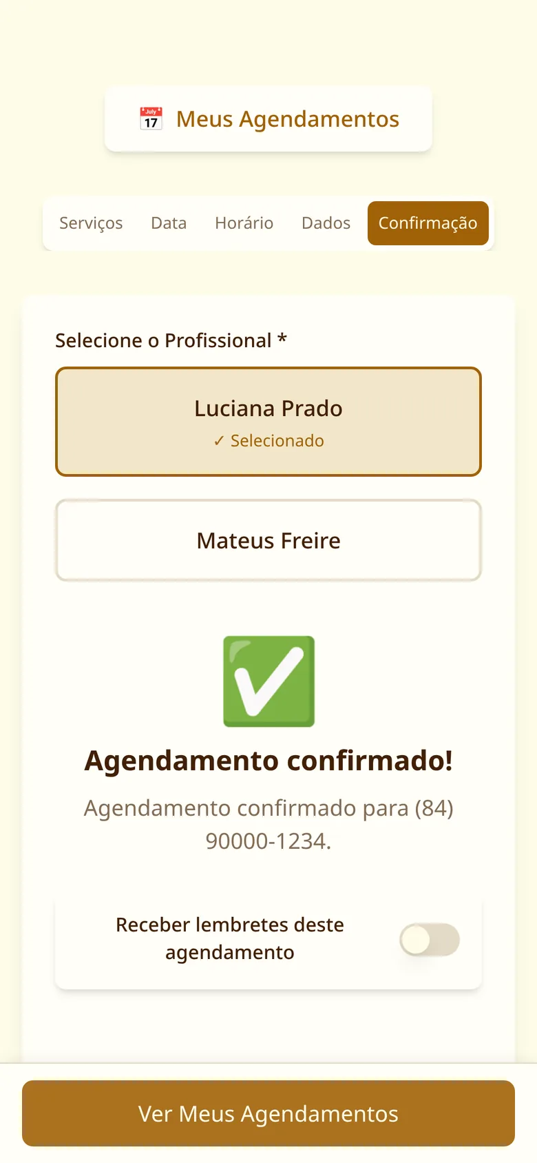 Agendamento confirmado