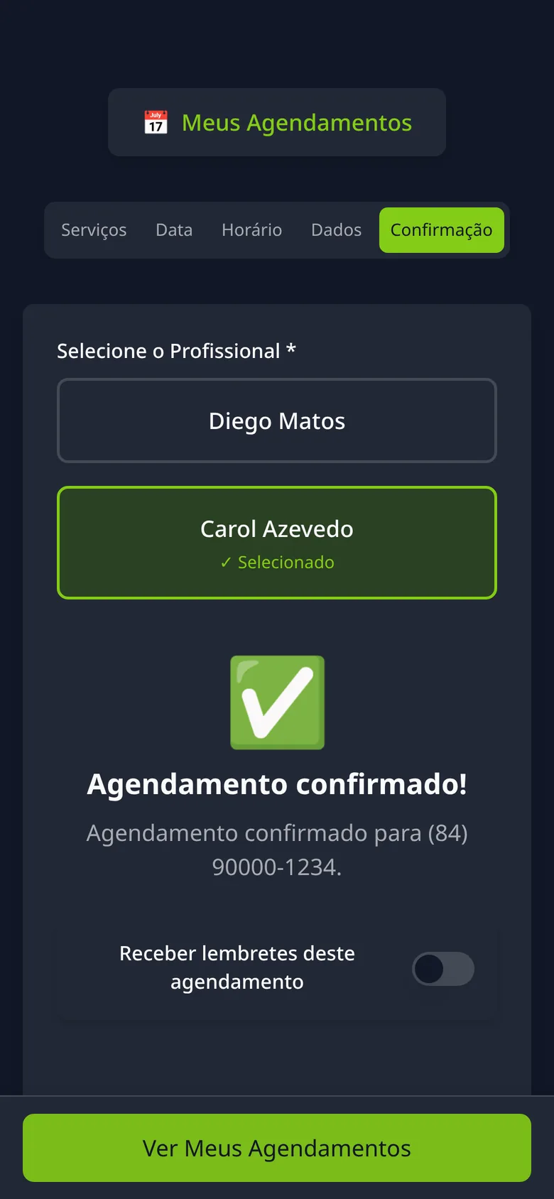 Agendamento confirmado