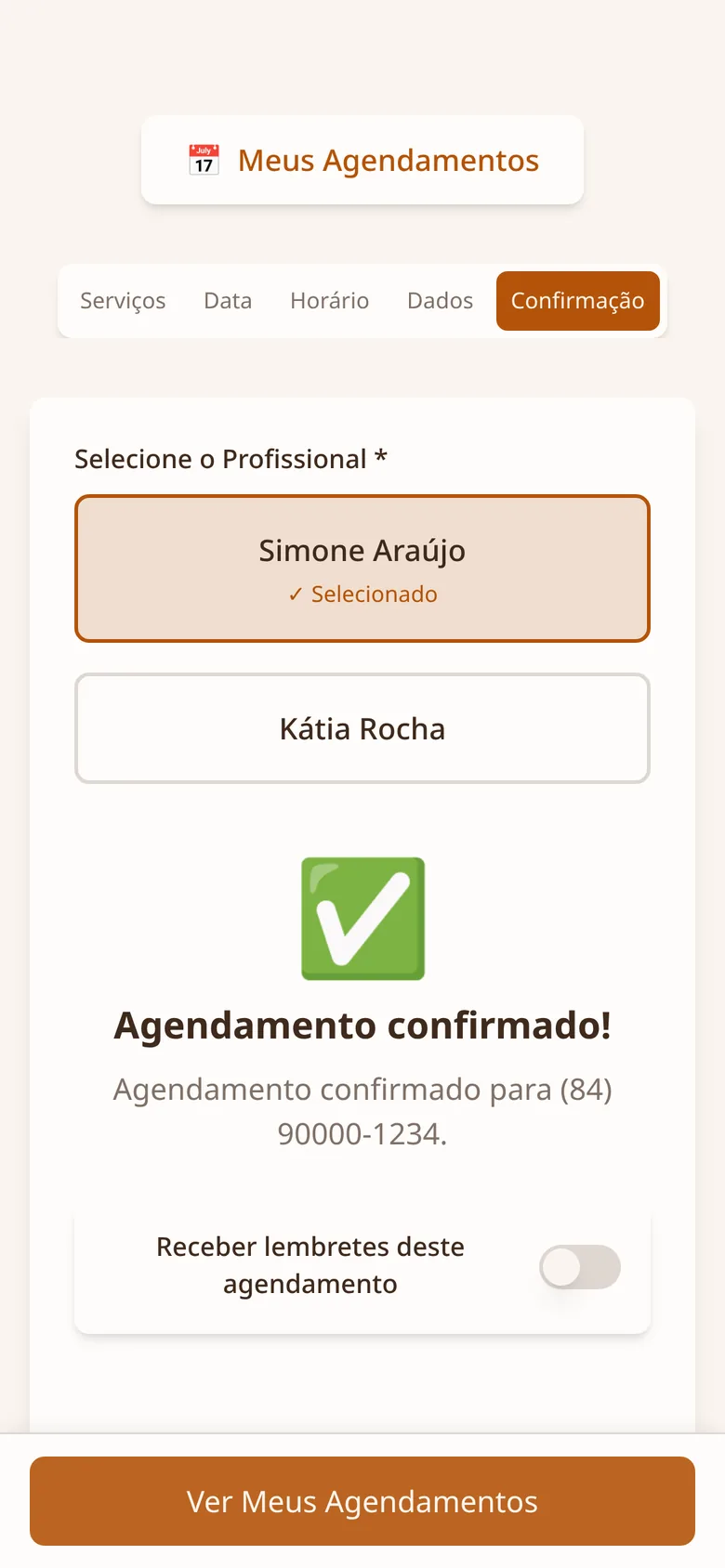 Agendamento confirmado