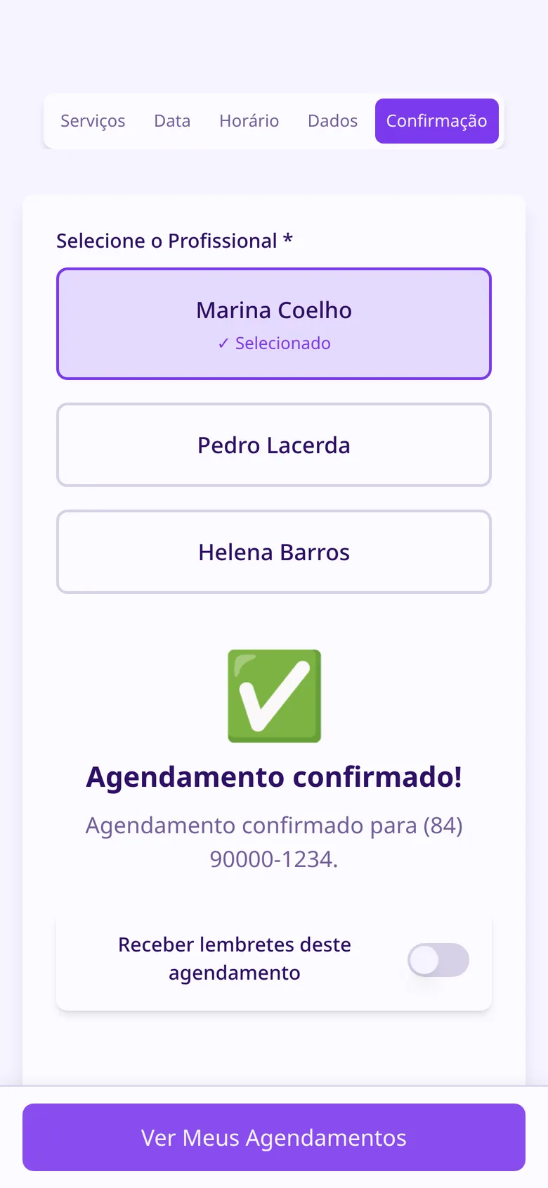 Agendamento confirmado