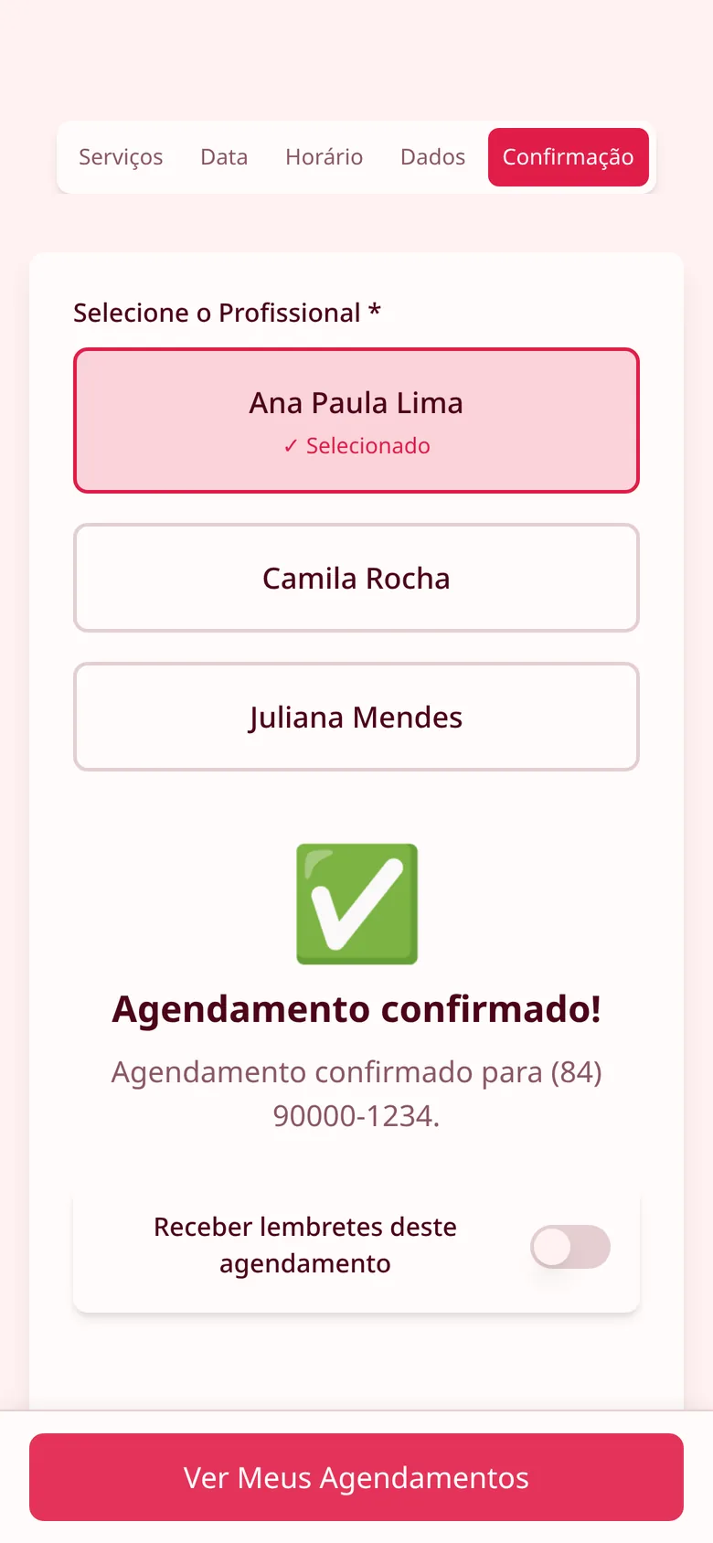 Agendamento confirmado
