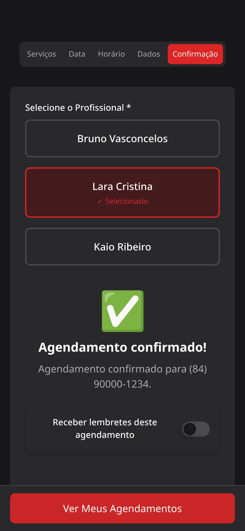 Agendamento confirmado