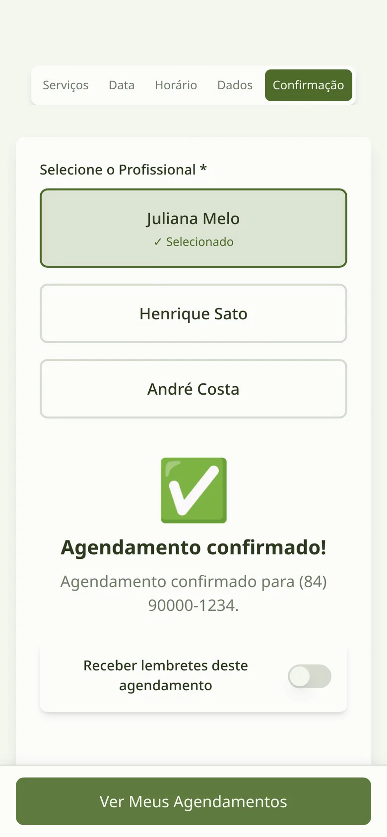 Agendamento confirmado
